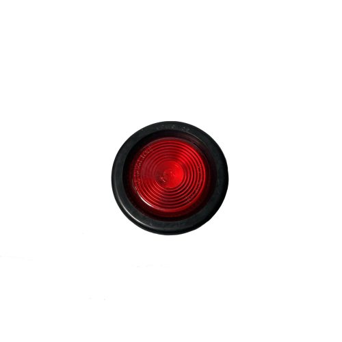 A round, red 2 Sealed Beam Light with a black ring is set on a white background. The lens with concentric circles is perfect for your Ohio trailer signaling needs.